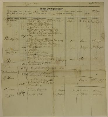 Huron, Manifest, 25 September 1835