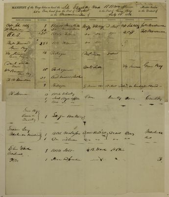 Elizabeth Ward, Manifest, 15 July 1836