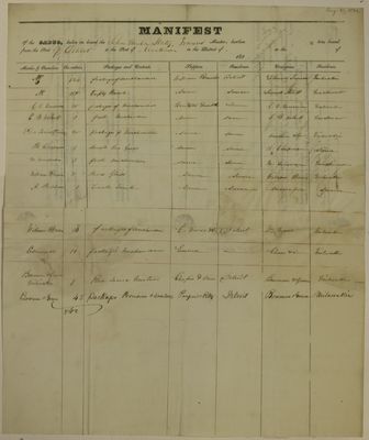 United States, Manifest, 31 August 1836