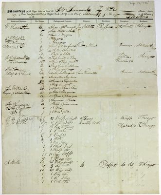 Savannah, Manifest, 13 September 1836