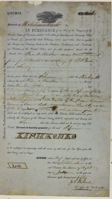 Kishkonco, License, 28 June 1850