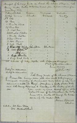 Diligence, Manifest, 20 June 1819