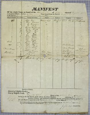 Erie, Manifest, 10 July 1819