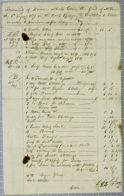 Berthelot and Rolette, Invoice, 2 August 1819