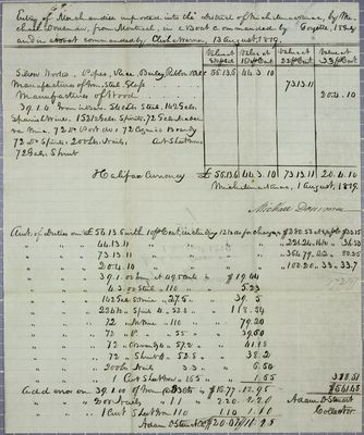 Michael Dousman, Invoice, 3 August 1819