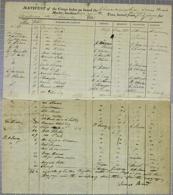 Widows Son, Manifest, 12 June 1821