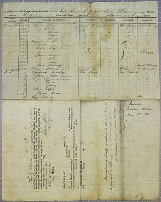 General Jackson, Manifest, 13 June 1821