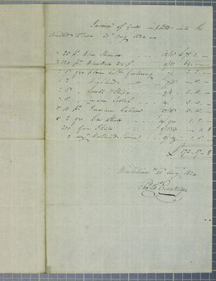 Charles Ermatinger, Invoice, 20 August 1824