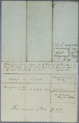 Michael Dousman, Invoice, 20 September 1824