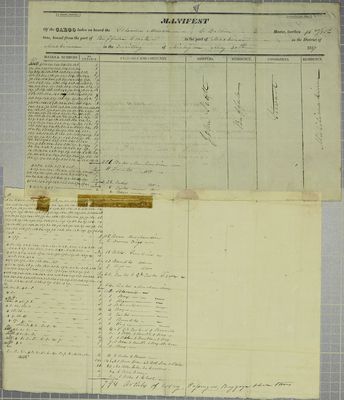 Mariner, Manifest, 30 May 1827