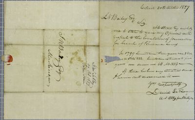 Daniel LeRoy to Bailey re limitations, Letter, 20 October 1827