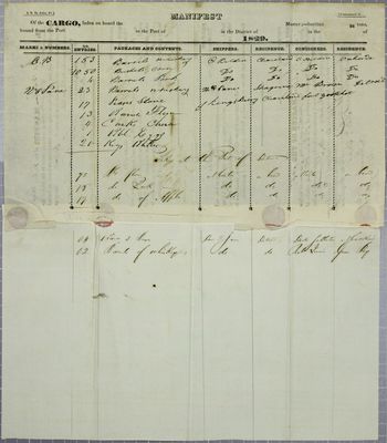 Mariner, Manifest, 14 September 1829