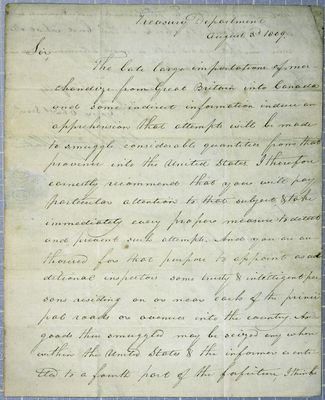 Letter, Albert Gallatin, Treasury Department, 3 August 1809