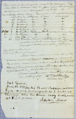 Manifest, schooner Widow's Son, 11 July 1817