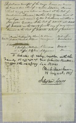 Manifest, schooner Widow's Son, 18 August 1817