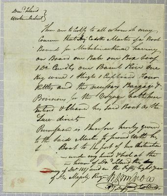 Certificate, boat, Aug. Cadotte, 8 December 1817