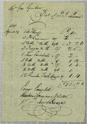 Invoice, George Gordon, 29 April 1818