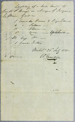 Manifest, boat, Charles O. Ermatinger, 28 July 1818