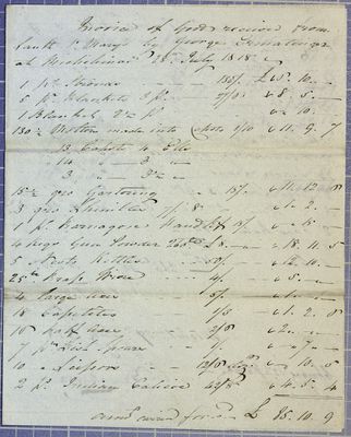 Invoice, George Ermatinger, 28 July 1818