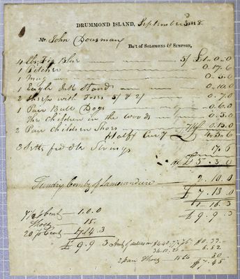 Invoice, John Dousman, 3 September 1818