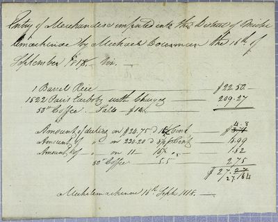 Invoice, Michael Dousman, 16 September 1818