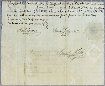 Bonds, Elizabeth Mitchell, 9 October 1818