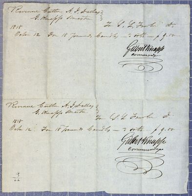 Receipt, Gilbert Knapp, Revenue Cutter A. J. Dallas, 12 October 1818