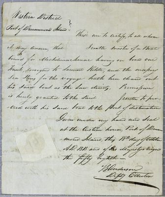 Manifest, boat, Jenette, 18 October 1818