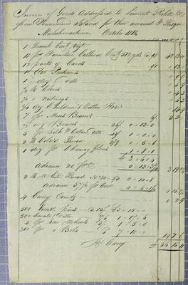 Invoice, Laurent Rolette, October 1818