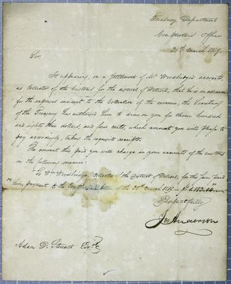 Letter, Joseph Anderson, Treasury Department, 30 March 1819