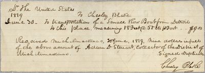 Receipt, Chesley Blake, 30 June 1819