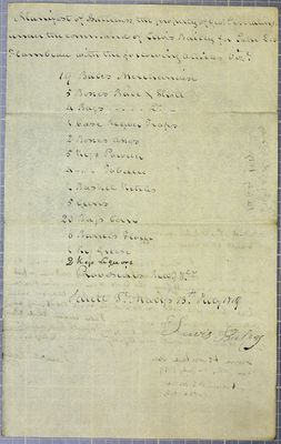 Manifest, batteaux, George Ermatinger, 13 July 1819