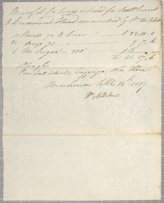 Manifest, boat, William Mitchell, 16 September 1819