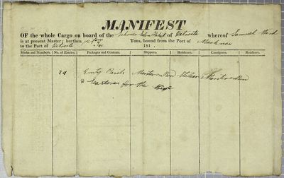 Manifest, schooner Salem Packet, 7 November 1819