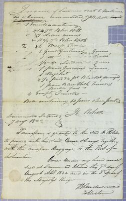 Rolette, Invoice, 7 August 1822