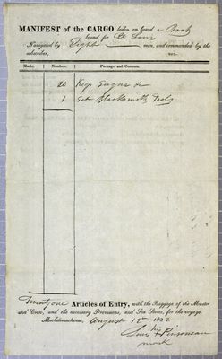 Pinsonneau, Manifest, 12 August 1822