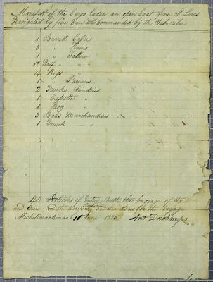 Open Boat, Manifest, 10 June 1825