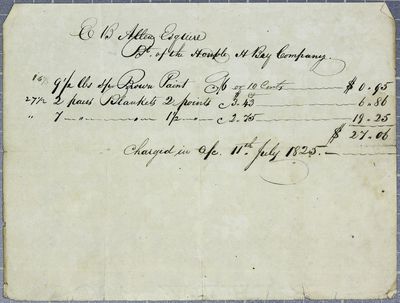 E B Allan, Invoice, 11 July 1825