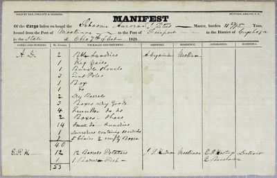 Aurora, Manifest, 7 October 1829