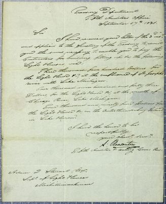 Treasury Department, letter, 17 September 1831