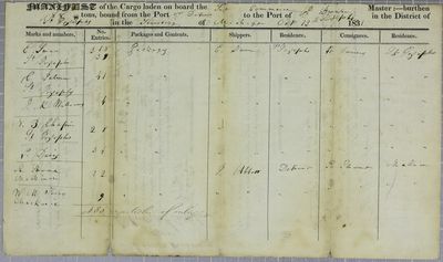 Commerce, Manifest, 13 October 1831