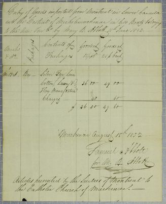 American Fur Company, Manifest, 11 June 1832