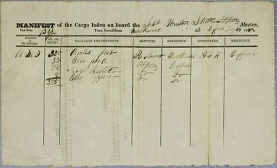 United States, Manifest, 24 July 1832