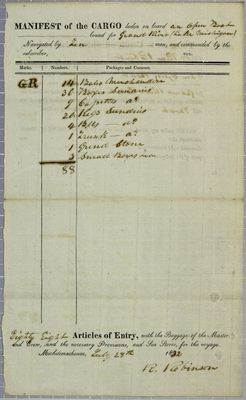 Open Boat, Manifest, 28 July 1832