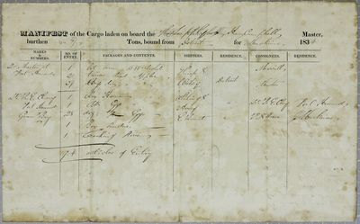 Supply, Manifest, 23 April 1834