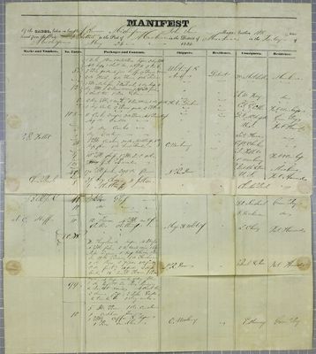 Michigan, Manifest, 24 May 1834