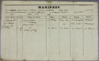 Mariner, Manifest, 12 September 1835