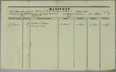 Norman C. Baldwin, Manifest, 8 September 1836