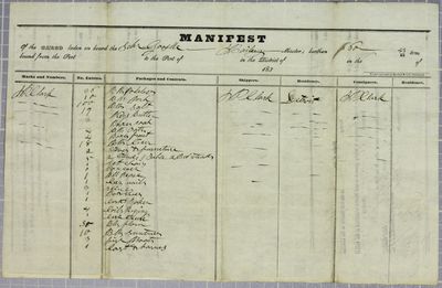 Gazelle, Manifest, 28 April 1838