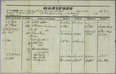 General Harrison, Manifest, 27 June 1838